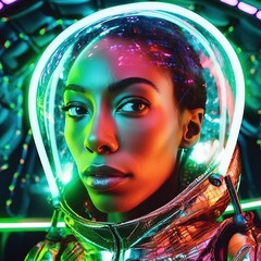 Wall Mural - portrait of an astronaut in a spacesuit. high-tech astronaut from the future. generative ai art.