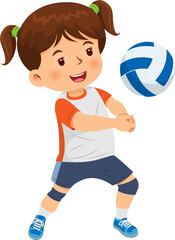 Sticker - Cute girl playing Volleyball