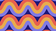 Retro waves seamless pattern. Rainbow stripes repeating background. Colorful curved and wrapped lines wallpaper in 60s, 70s, 80s style. Print design for textile and fabric. Vector illustration.