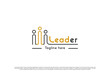 Leader logo design illustration. Creative idea line leader master team captain manager director. Work team relationship design. Simple modern graphics.