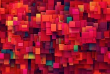 Vibrant And Dynamic Mosaic Of Colorful Squares In An Abstract Composition. Generative AI