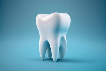 3d tooth isolated on light blue background