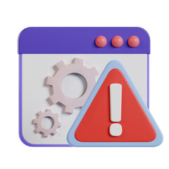 Warning sign, Web development concept 3d icon. Idea of coding and programming interface.