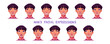 © klyaksun - Asian man face, japanese or chinese character with sad, happy and angry emotions. Korean boy avatar with different facial expression isolated on white background, vector cartoon set