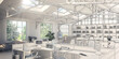Strukturwandel: moderne Büroeinrichtung im sanierten Industriegebäude - 3D Visualisierung