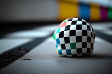 Cinematic Black & White Checkerboard Design With Color Splashes: Full Detail Fabric Piece For Post-Production Depth Of Field Photography, Generative AI