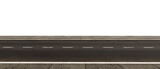 Empty asphalt road with two sidewalks in PNG isolated on transparent background.