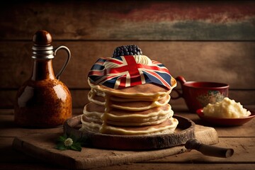 Canvas Print - traditional homemade pancakes for holiday in england and scotland, created with generative ai