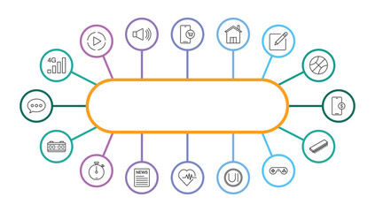 Sticker - outline icons with infographic template. thin line icons such as ,