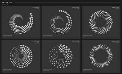 Wall Mural - Modern technology pixel circle halftone abstract logo vector set