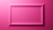 Pink Gradient Background With Embossed Rectangle. Minimalist Surface With Raised 3D Shape. 3D Render.