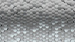 © RocknRoller Studios - Hexagonal Mosaic Tiles arranged in the shape of a wall. Luxurious wall. Polished, 3D Bullion stacked to create a Silver block background. 3D Render