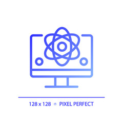 Wall Mural - Computer science and STEM pixel perfect gradient linear vector icon. Education course for students. Technology. Thin line color symbol. Modern style pictogram. Vector isolated outline drawing