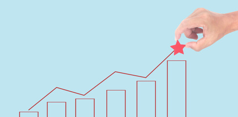 Wall Mural - Hand touching graphs of financial indicator and accounting market