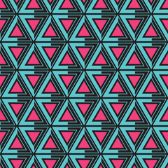 Wall Mural - Seamless retro 3D triangle vector pattern design