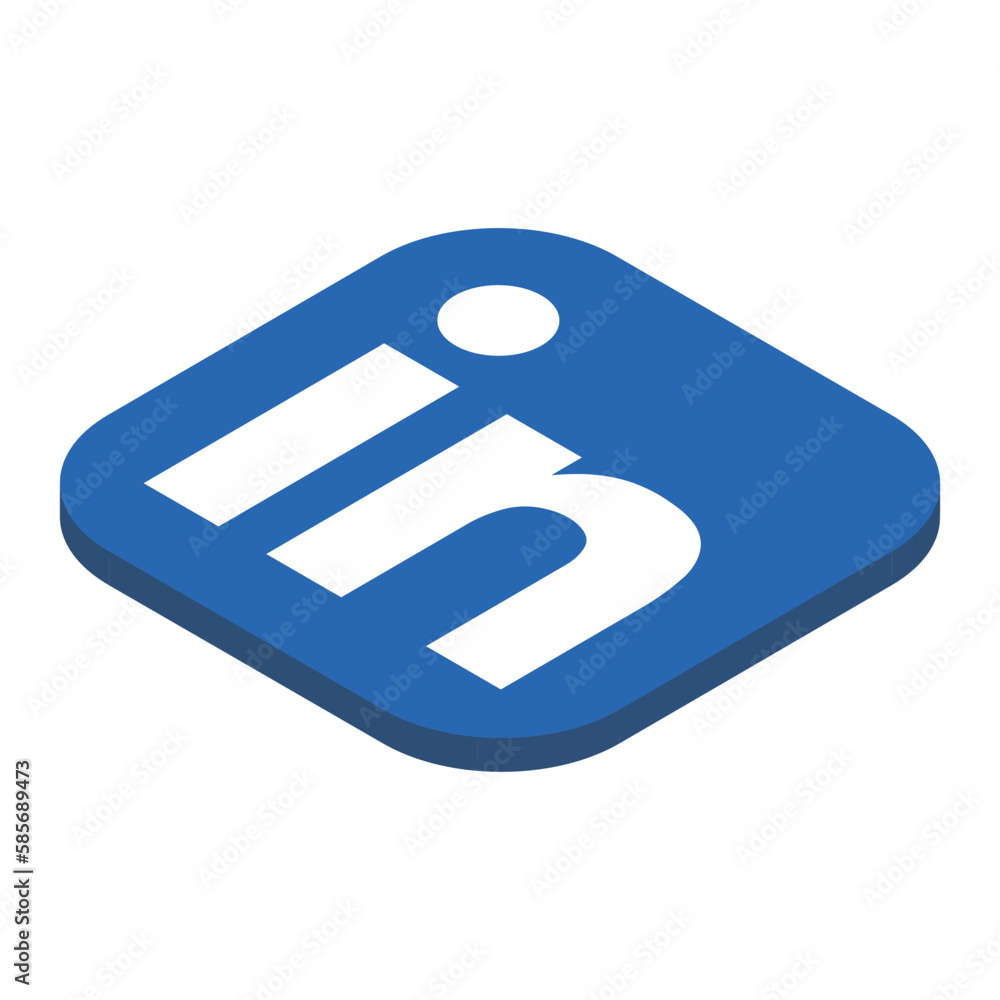 Linkedin App Icon Vector LinkedIn social media app icon. 3D isometric square with rounded ...