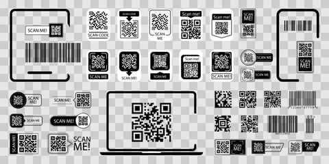 Scan me qr code with devices. Barcode product scanner