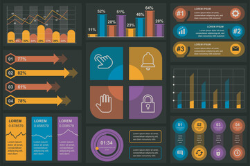 Poster - Set of infographic elements data visualization vector design template. Can be used for steps, options, business process, workflow, diagram, flowchart concept, timeline, marketing icons, info graphics.