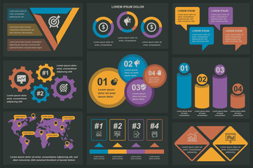 Poster - Set of infographic elements data visualization vector design template. Can be used for steps, options, business process, workflow, diagram, flowchart concept, timeline, marketing icons, info graphics.