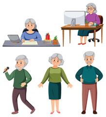 Wall Mural - Set of old people characters