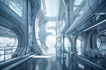 Wall Mural - modern building with a glass façade and many windows. generative ai