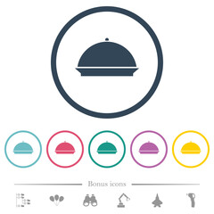 Canvas Print - Food tray flat color icons in round outlines