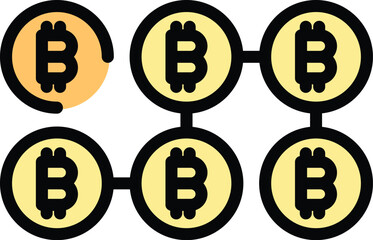 Poster - Blockchain crypto icon. Outline Blockchain crypto vector icon for web design isolated on white background color flat
