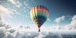 Hot air balloon in between the clouds on a sunny day, Generative IA
