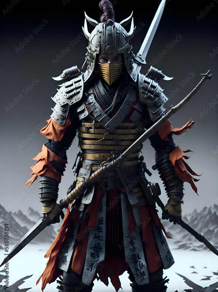 Fantasy concept art, Illustration of a Japanese warrior, samurai. Ai ...