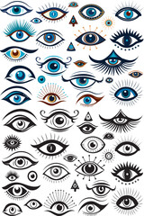 Wall Mural - set of mystical eyes, eyes of ra isolated vector