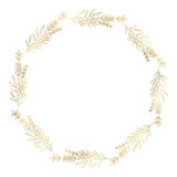 Fototapeta Boho - Floral gold wreath illustration