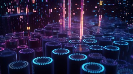 3D rendering of abstract technology concept. Futuristic cyberspace background,Abstract 3d rendering of data processing. Futuristic technology style.Generative Ai