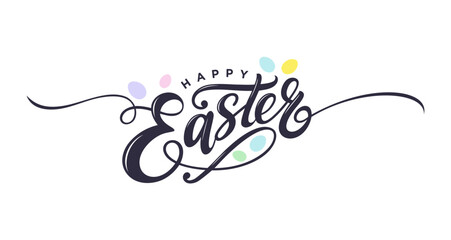 Wall Mural - Happy Easter cute calligraphy, Happy Easter template printable, Vintage Happy Easter greeting, Easter banner printable, Easter social media posts for business, Happy Easter hand lettering