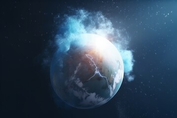 Wall Mural - 3D Rendering World Globe from Space in a Star Field Showing Night Sky With Stars and Nebula. View of Earth From Space. Elements of this image furnished. Generative ai