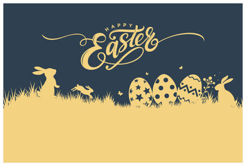 Wall Mural - Happy Easter Vintage card, Happy Easter letters to print, Vintage Happy Easter greeting, Happy Easter banner printable, Easter templates to print