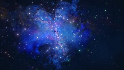 Wall Mural - Blue nebula with stars field
