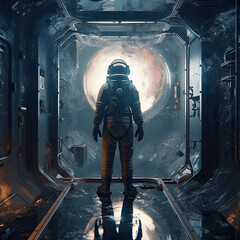 Wall Mural - A Floating Astronaut Amidst the Vastness of Space Created Using Generative Ai