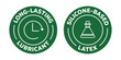 Icons of long-lasting lubricant and silicone-based latex. Rounded outlined vector icons in green color.ai