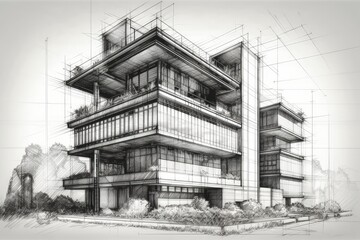 Wall Mural - modern skyscraper with a façade full of windows. generative ai