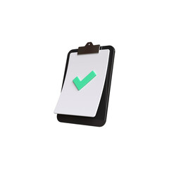 Checklist clipboard icon 3d render isolated