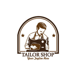 logo tailor shop vector template illustration