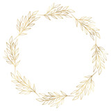 Fototapeta Boho - Floral gold wreath illustration