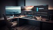 Create a video editing suite with multiple monitors, high-end graphics cards, and comfortable ergonomic chairs.