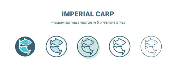 imperial carp icon in 5 different style. Outline, filled, two color, thin imperial carp icon isolated on white background. Editable vector can be used web and mobile