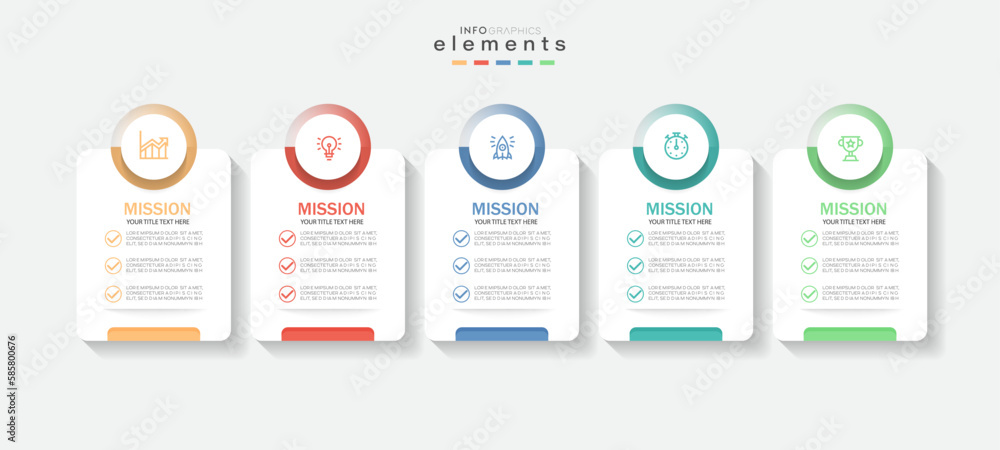 Infographic design template. timeline with icons and 5 options or steps ...