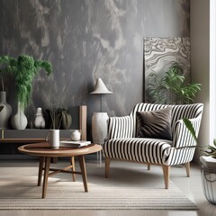 Wall Mural - Living room interior. Living-room interior in Scandinavian style. modern furniture set. Generative Ai.