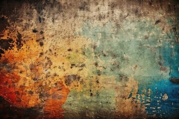 Wall Mural - colorful and textured grunge wall with peeling paint and graffiti. Generative AI