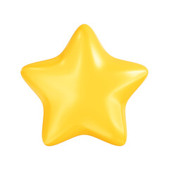 Wall Mural - golden star. glossy yellow star shape. customer feedback or customer review concept, 3d render. png 