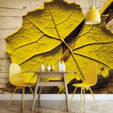 Interior Of A Room In Wood And Autumn Style Texture With Two Chairs And Table - AI Generated