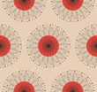 stylized dandelions flowers seamless pattern tile red ivory